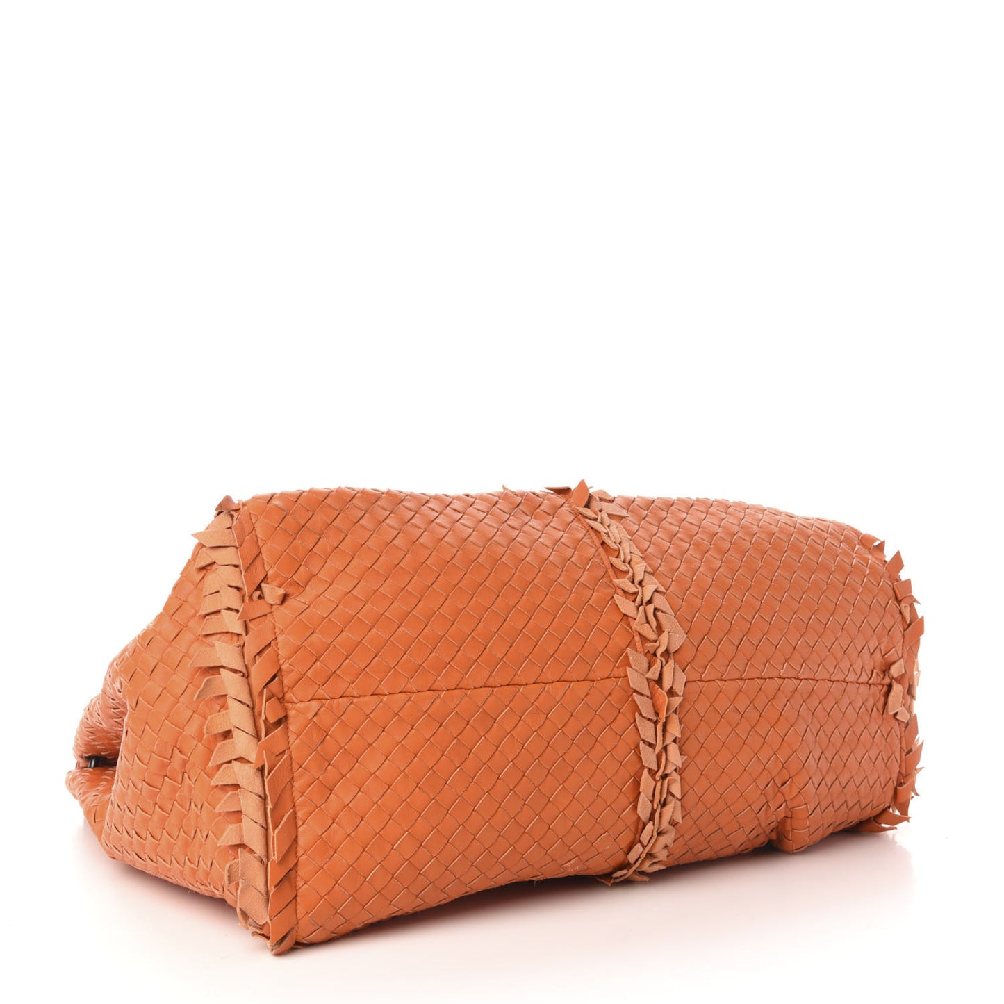 Nappa Intrecciato Large Franges Shoulder Bag Tangerine