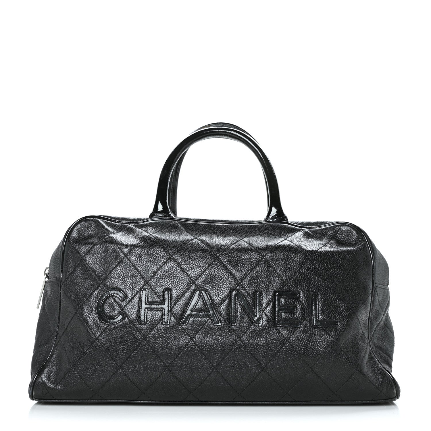 Chanel Calfskin Patent Quilted Bowler Black 1 of 11