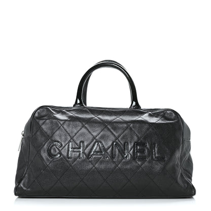 Chanel Calfskin Patent Quilted Bowler Black 1 of 11