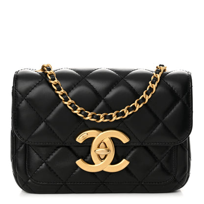 Chanel Shiny Lambskin Quilted Mini Maxi CC Flap Black 1 of 13