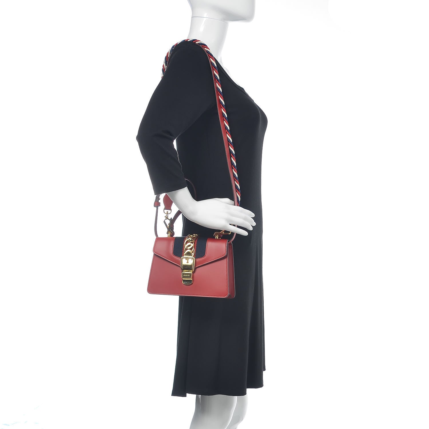 Gucci Calfskin Mini Sylvie Top Handle Bag Hibiscus Red 2 of 10