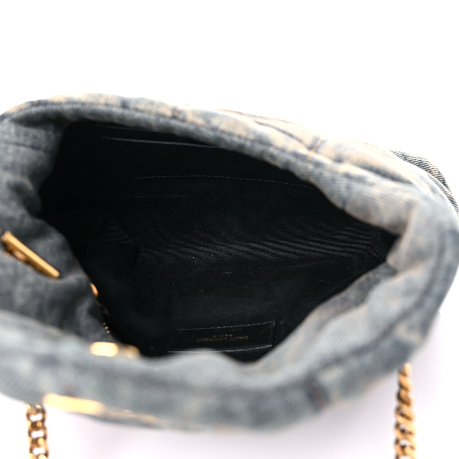 Saint Laurent Denim Quilted Toy Loulou Puffer Monogram Chain Satchel Blue Cinnamon 5 of 12