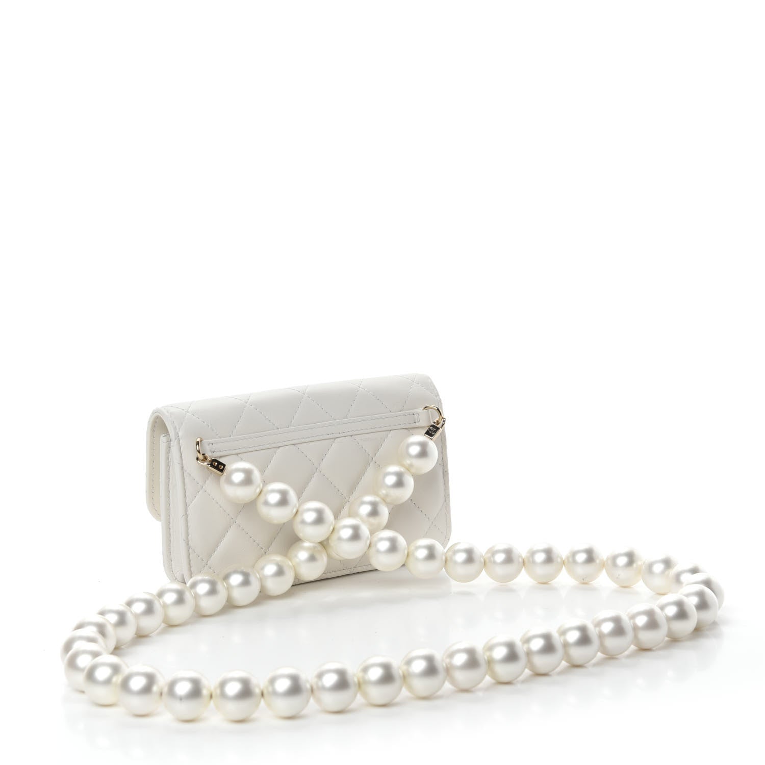 Chanel Calfskin Quilted Maxi Pearls Clutch With Chain White 3 of 12