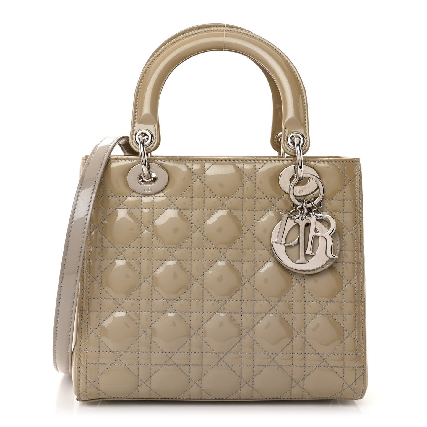 Patent Cannage Medium Lady Dior Grey