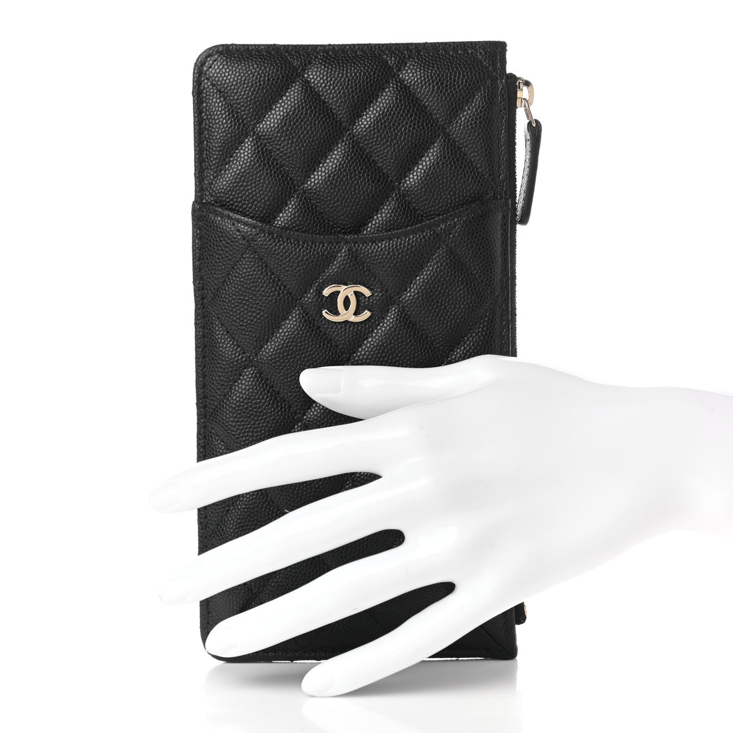 Caviar Quilted Classic iPhone Pouch Black