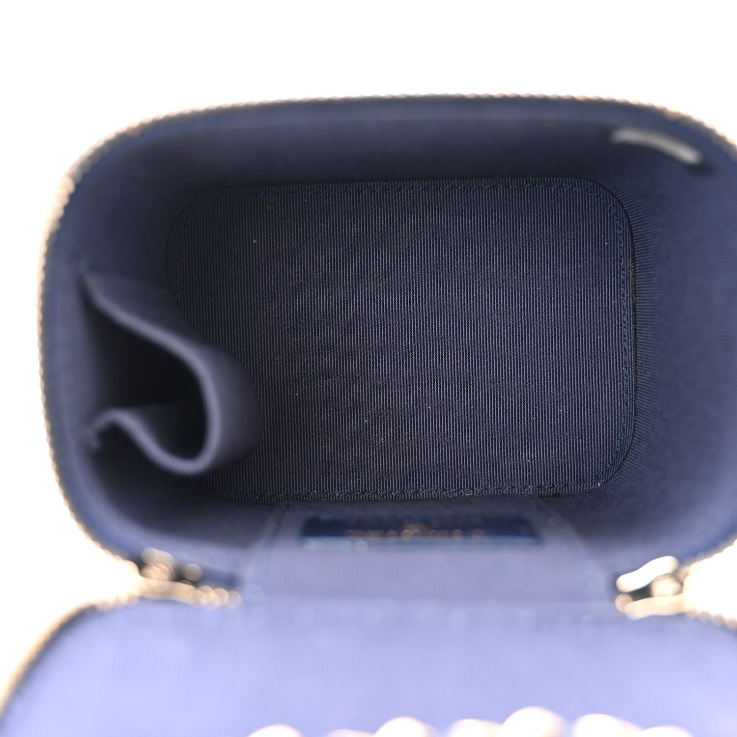 Chanel Caviar Quilted Mini Vanity Case With Chain Navy Blue 5 of 10