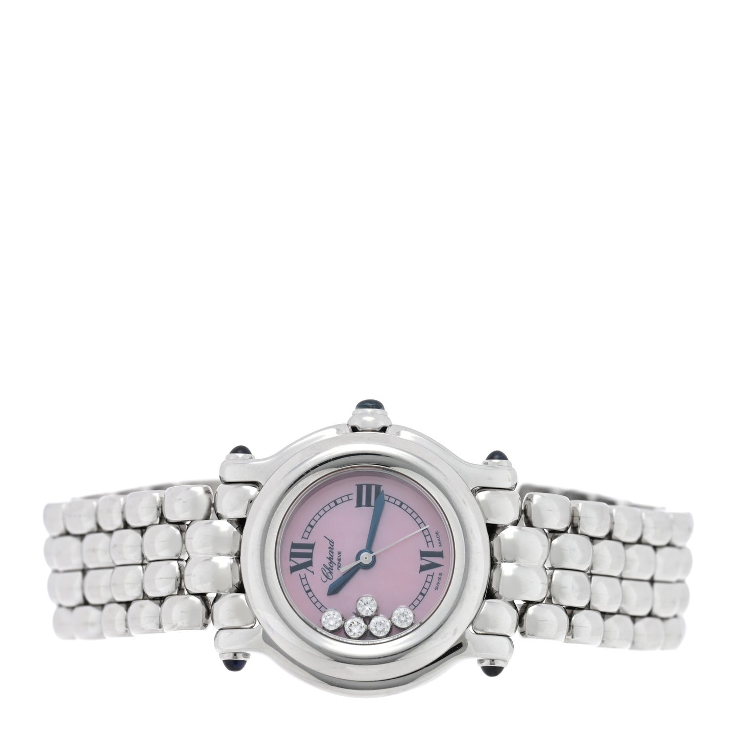 Stainless Steel 5 Diamond 26mm Happy Sport Quartz Watch Pink
