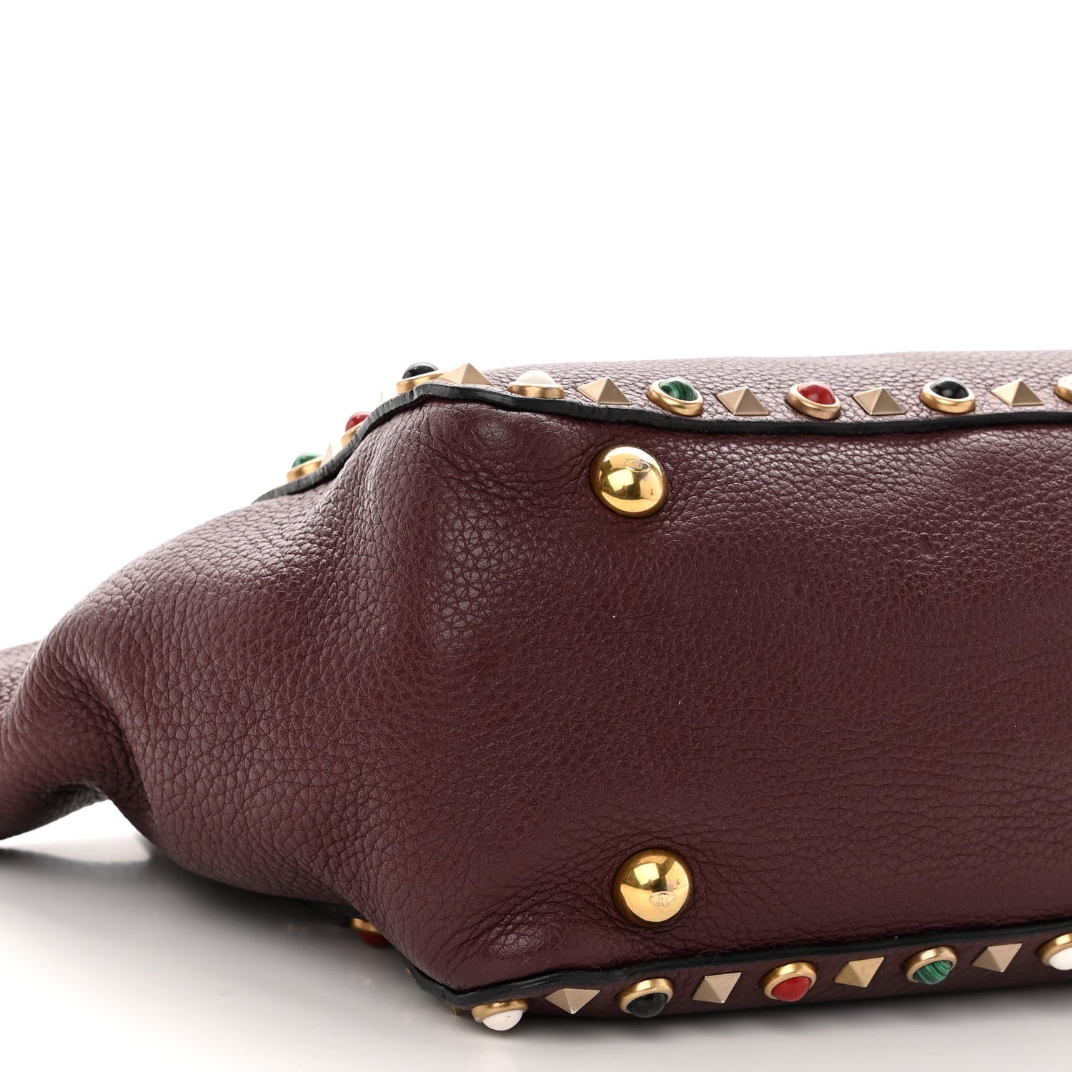 Valentino Garavani Grained Calfskin Small Rockstud Rolling Tote Rubin 8 of 10