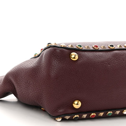 Valentino Garavani Grained Calfskin Small Rockstud Rolling Tote Rubin 8 of 10