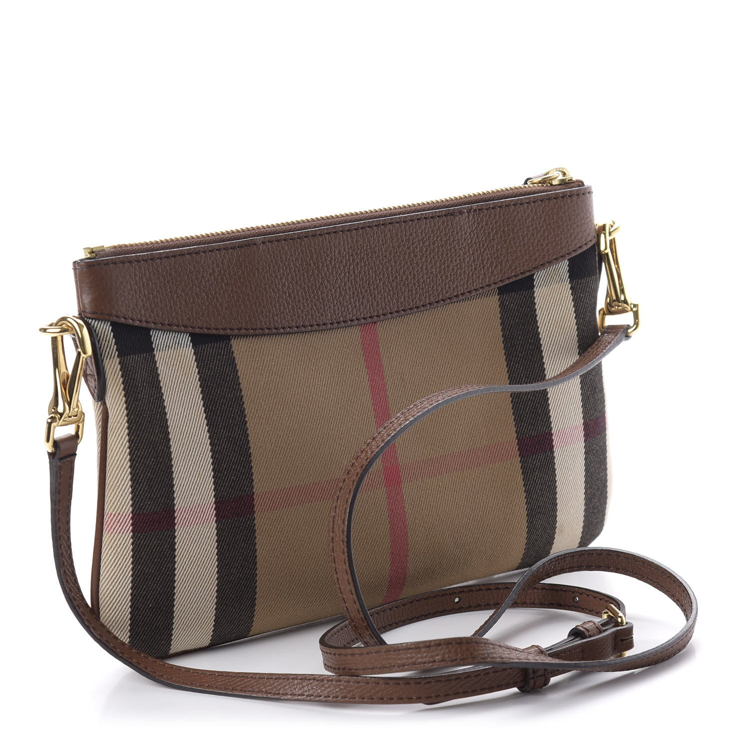 Burberry House Check Derby Peyton Crossbody Clutch Bag Tan 3 of 10