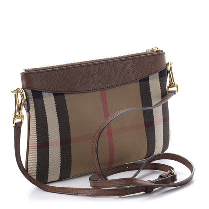 Burberry House Check Derby Peyton Crossbody Clutch Bag Tan 3 of 10