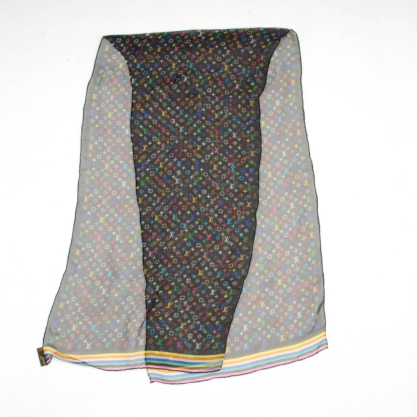 Silk Multicolor Scarf Black