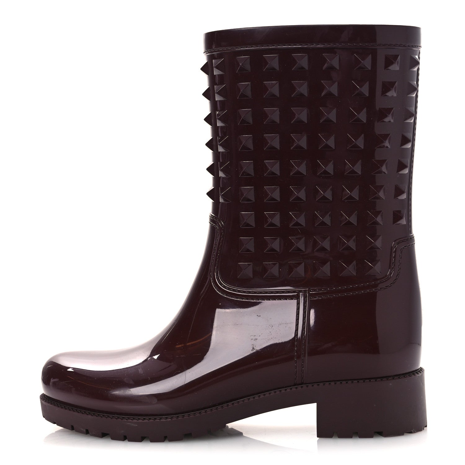Valentino Garavani Rubber Rockstud Short Rainboots 40 Rubin 1 of 13