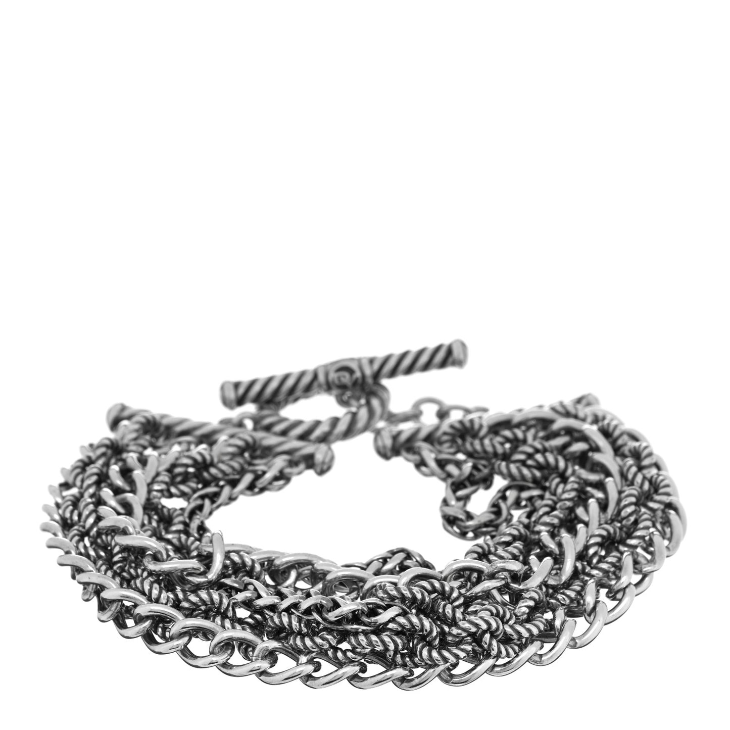 Sterling Silver Multi Chain Toggle Bracelet