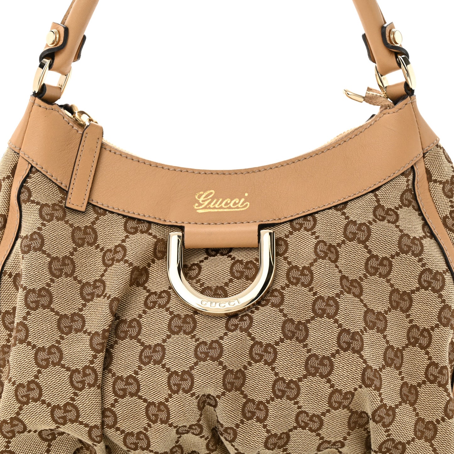 Monogram Medium D Gold Ring Hobo Beige