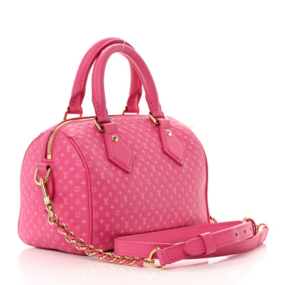 Louis Vuitton Calfskin Nanogram Embossed Speedy Bandouliere 20 Rose 3 of 17
