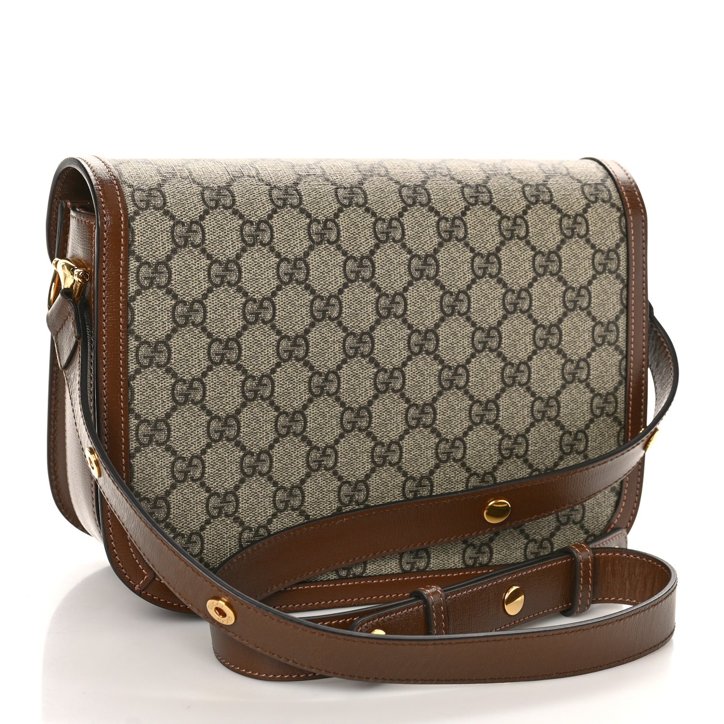 GG Supreme Monogram Horsebit 1955 Shoulder Bag Beige Brown Sugar