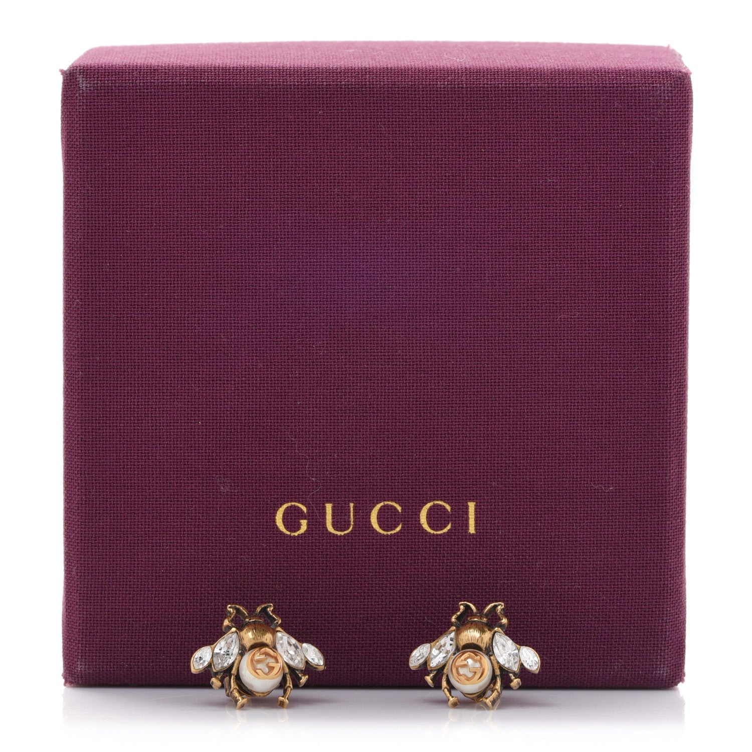 Gucci Crystal Pearl GG Bee Earrings Gold 5 of 5
