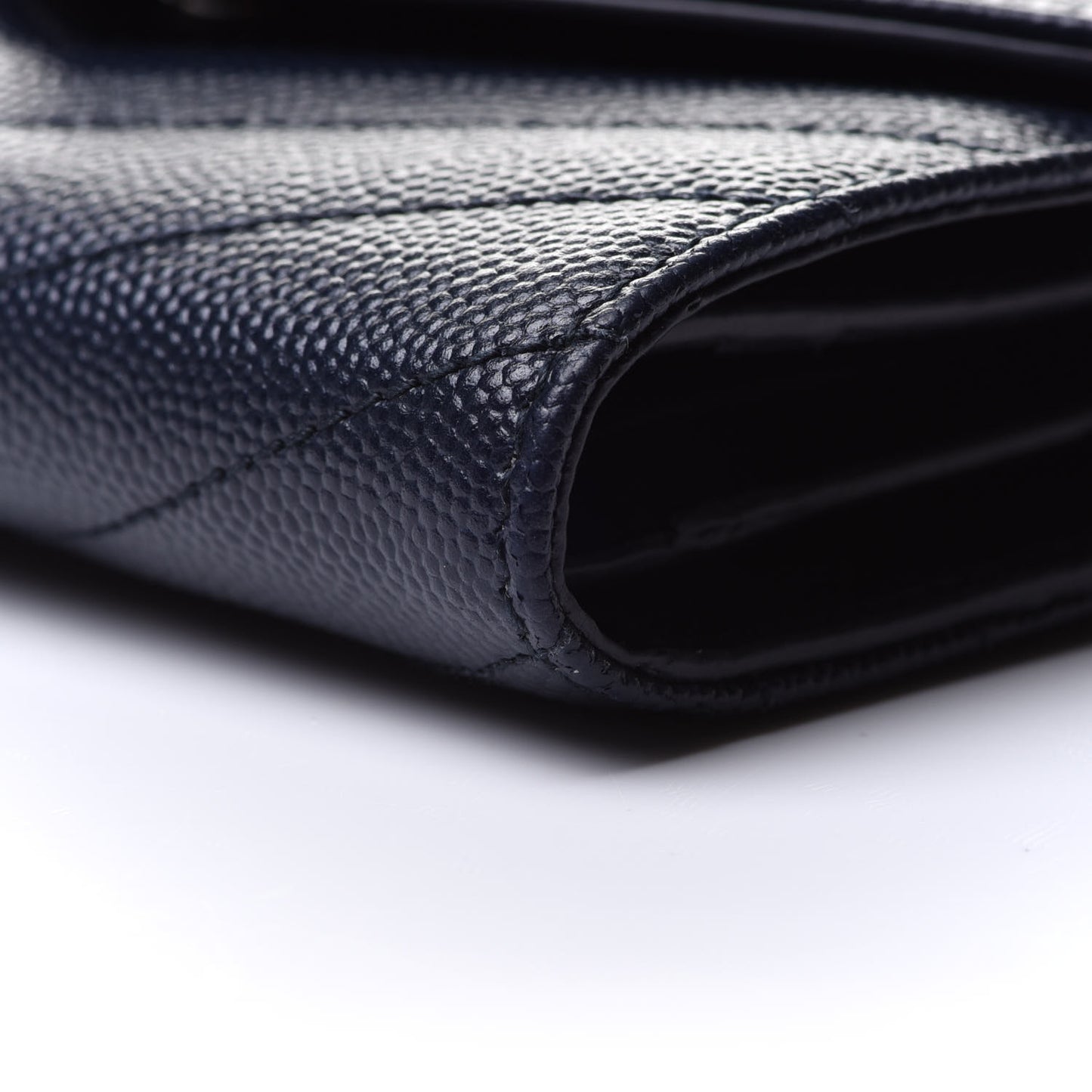 Grain De Poudre Matelasse Chevron Small Monogram Envelope Wallet Deep Marine