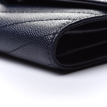 Saint Laurent Grain De Poudre Matelasse Chevron Small Monogram Envelope Wallet Deep Marine 8 of 12