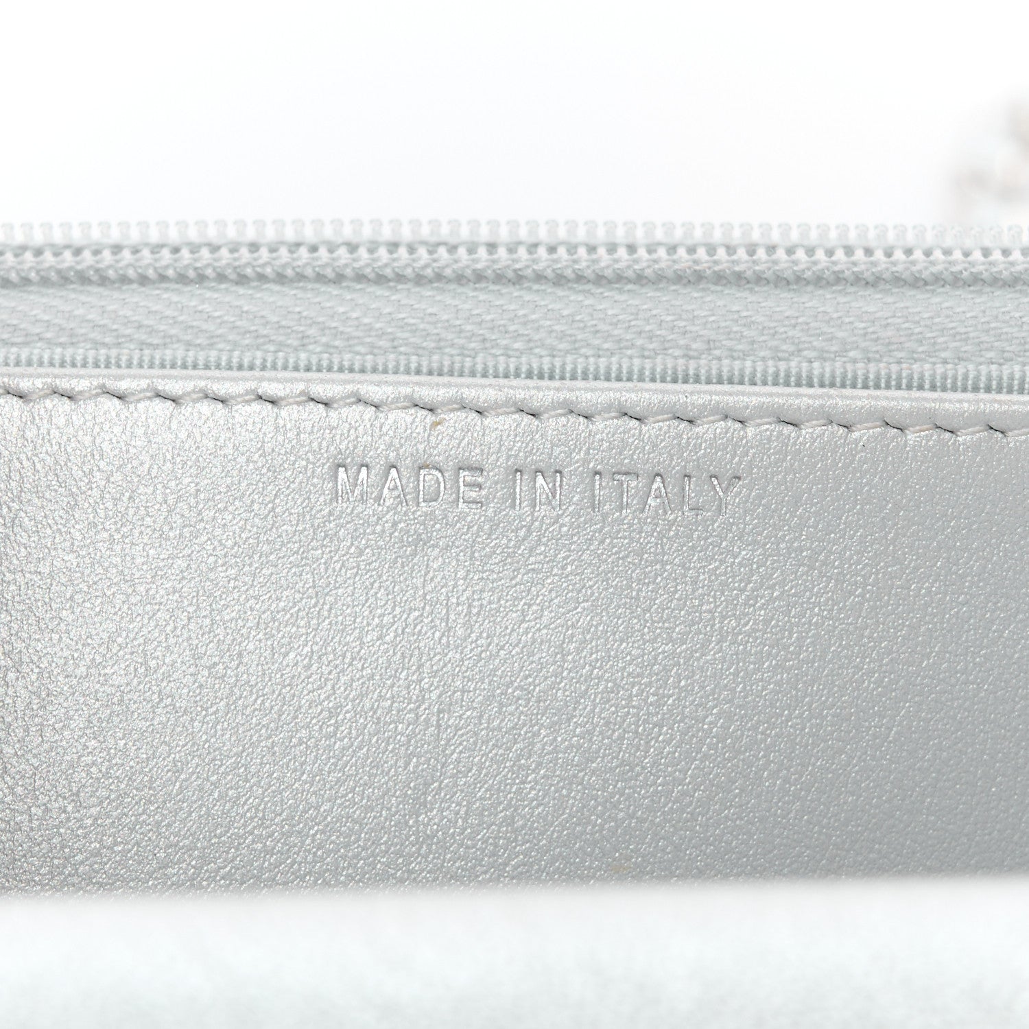 Chanel Metallic Lambskin Quilted Wallet On Chain WOC Silver 7 of 12