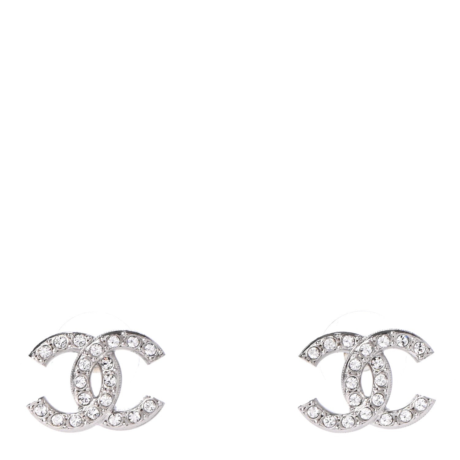 Chanel Crystal CC Earrings Silver 1 of 4