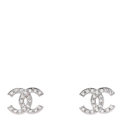 Chanel Crystal CC Earrings Silver 1 of 4