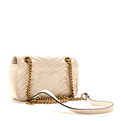 Gucci Calfskin Matelasse Mini GG Marmont Shoulder Bag White 3 of 10