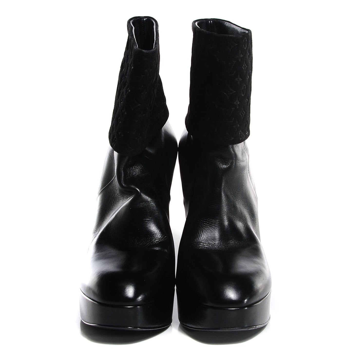 Calfskin Suede Art Deco Boots 38.5 Black