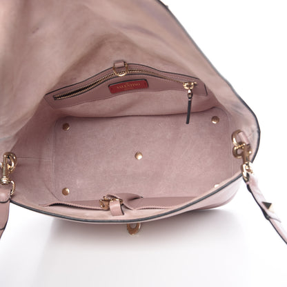 Valentino Garavani Calfskin Small Rockstud All Over Demilune Double Handle Satchel Lipstick 5 of 17