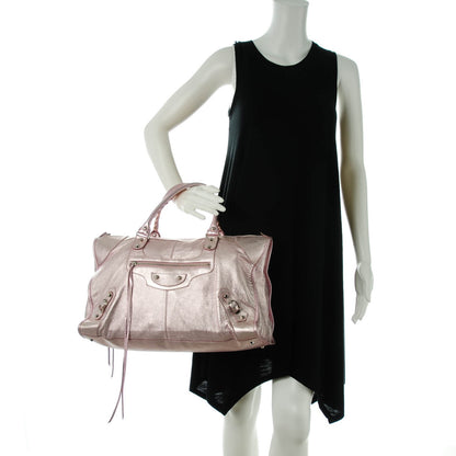 Balenciaga Metallic Agneau Classic Hardware Work Sparkle Pale Rose 2 of 8