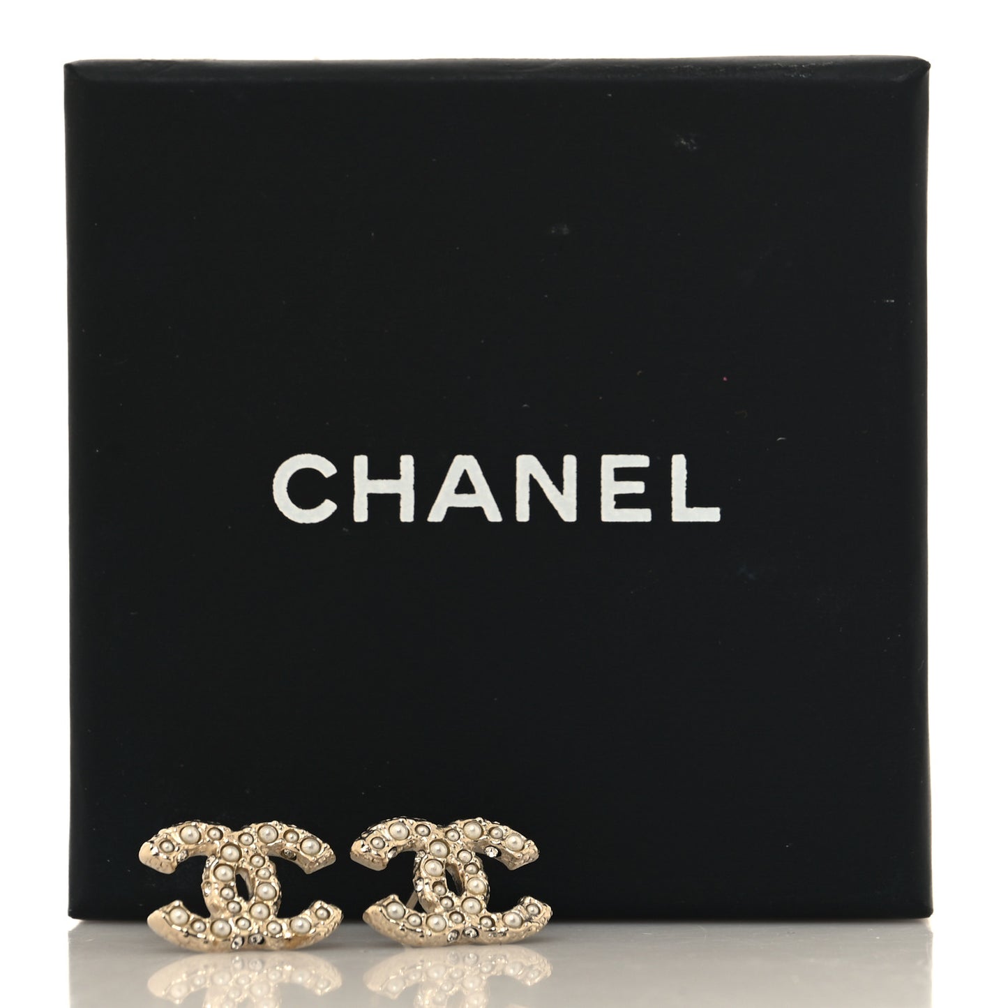 Pearl Crystal CC Earrings Light Gold