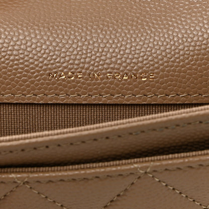 Chanel Caviar Quilted Flap Card Holder Wallet Dark Beige 7 of 9