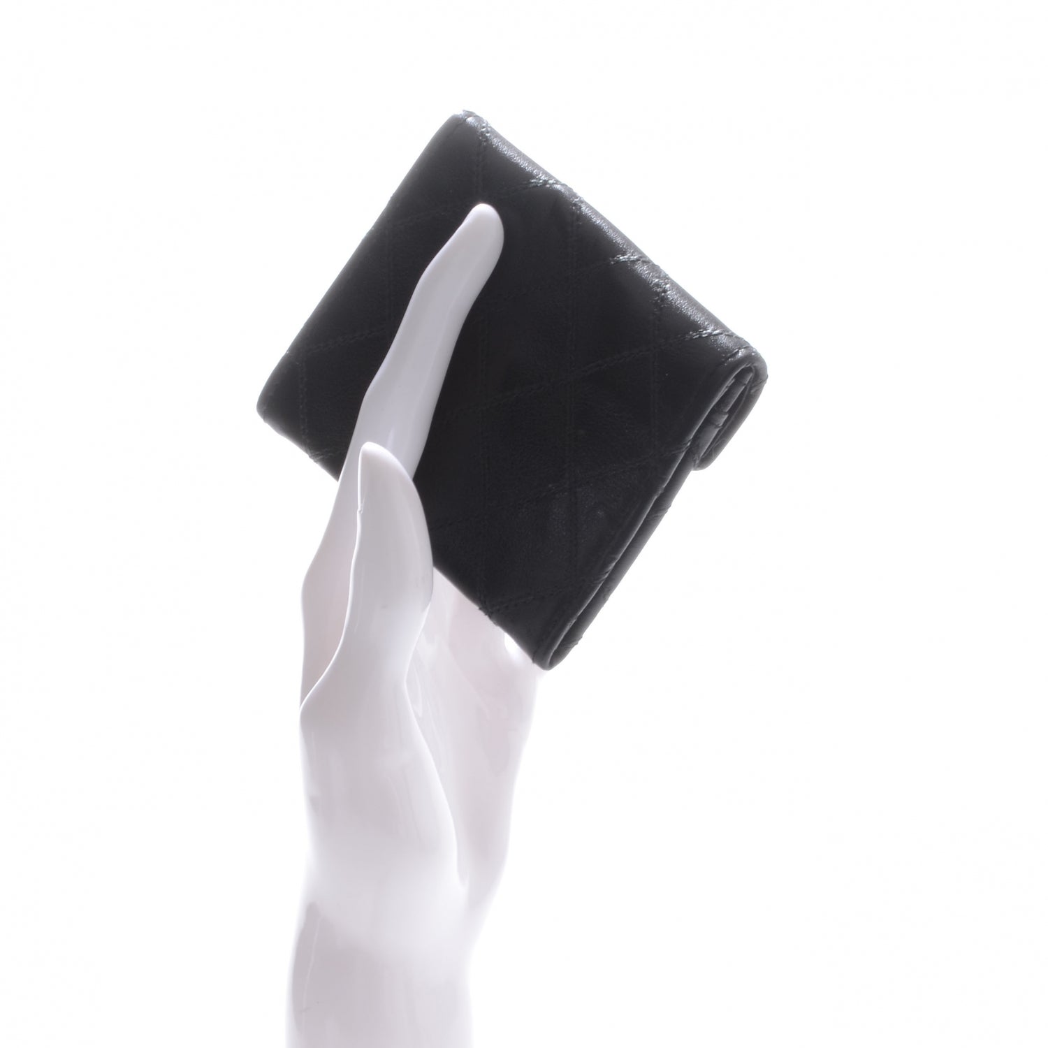 Chanel Calfskin Diamond Stitched CC Card Holder Black 2 of 7