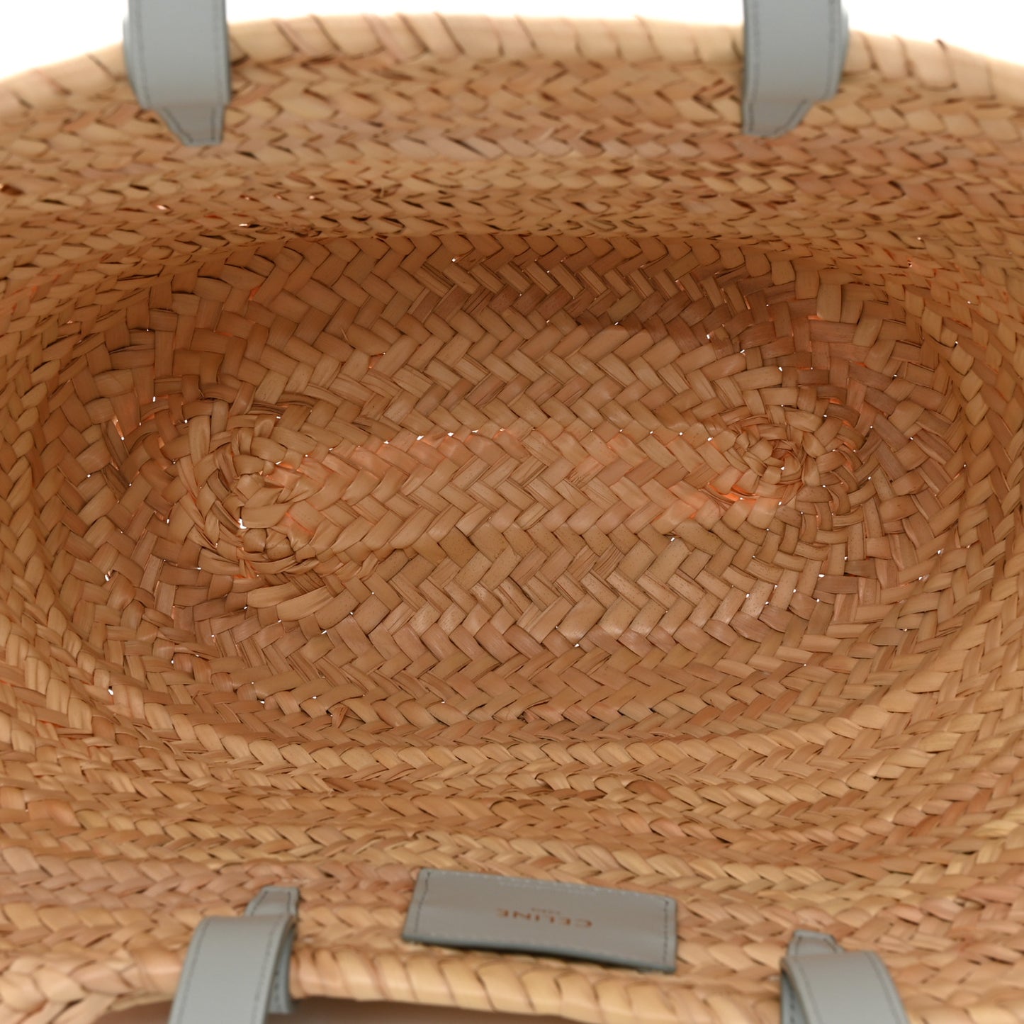 Raffia Calfskin Triomphe Medium Panier Soft Blue