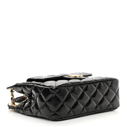 Chanel Shiny Crumpled Calfskin Quilted Small Wavy CC Hobo Black 4 of 11
