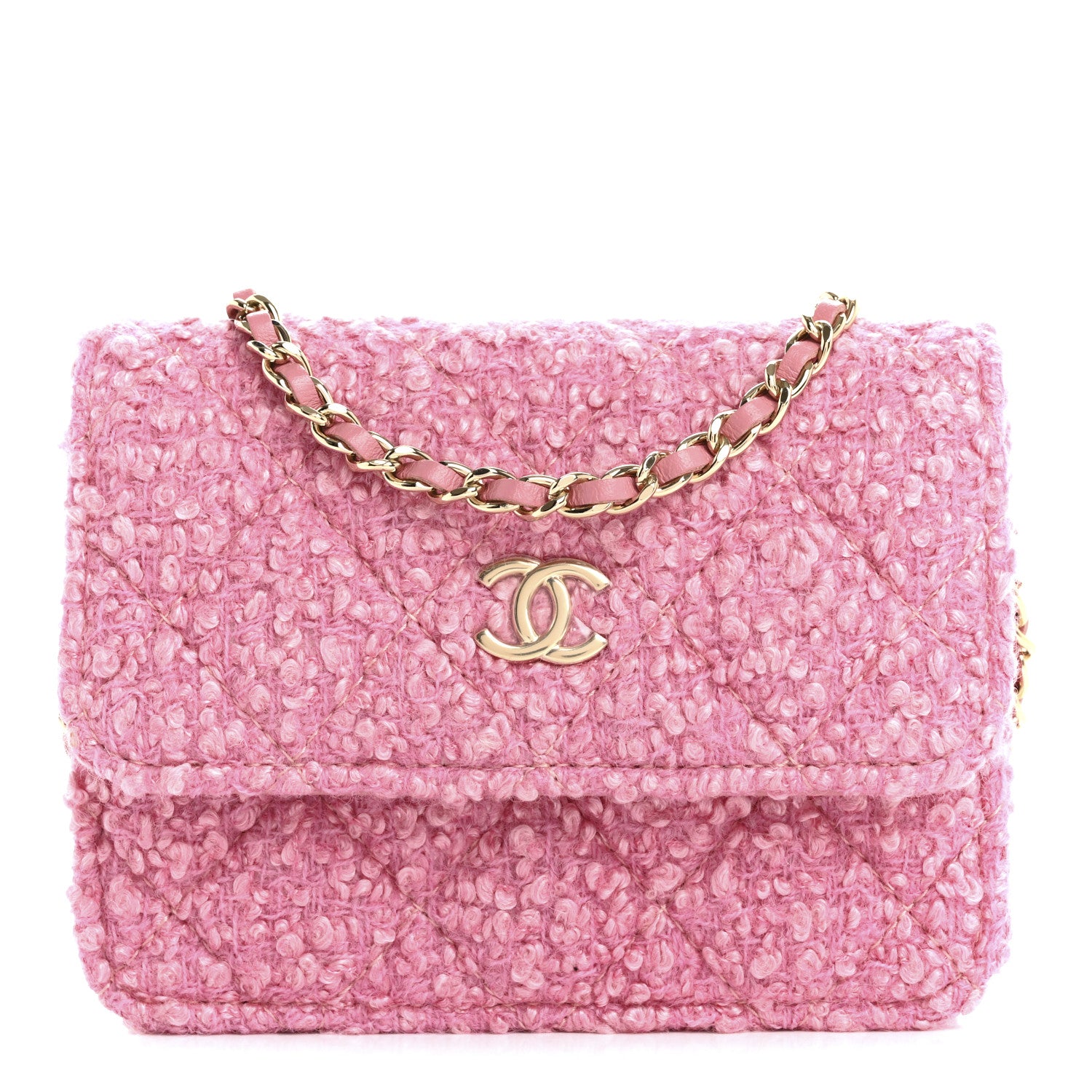 Chanel Tweed Quilted Flap Chain Waist Bag Pink 1 of 11