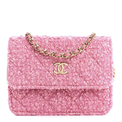 Chanel Tweed Quilted Flap Chain Waist Bag Pink 1 of 11