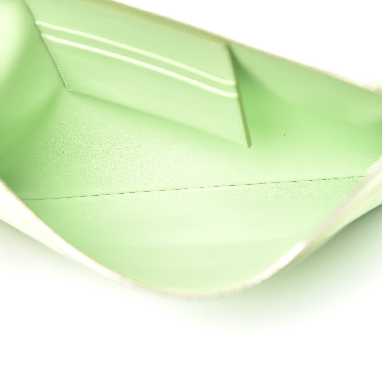 Plastic Bag with Cloudy Lambskin Solo Zip Pouch Clutch Lime