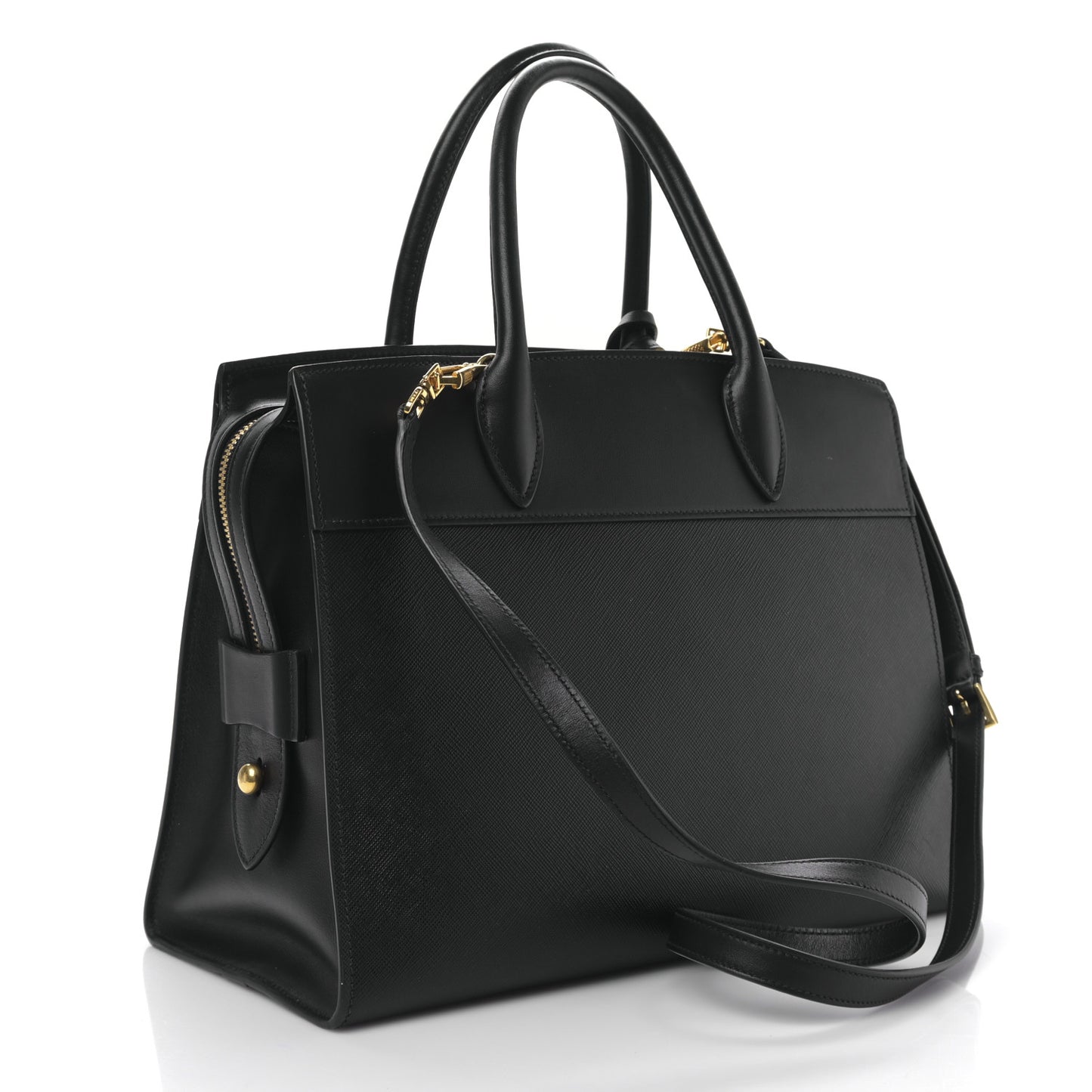 Saffiano City Calfskin Medium Esplanade Tote Black