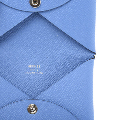 Hermes Epsom Calvi Card Case Bleu Paradis 6 of 7