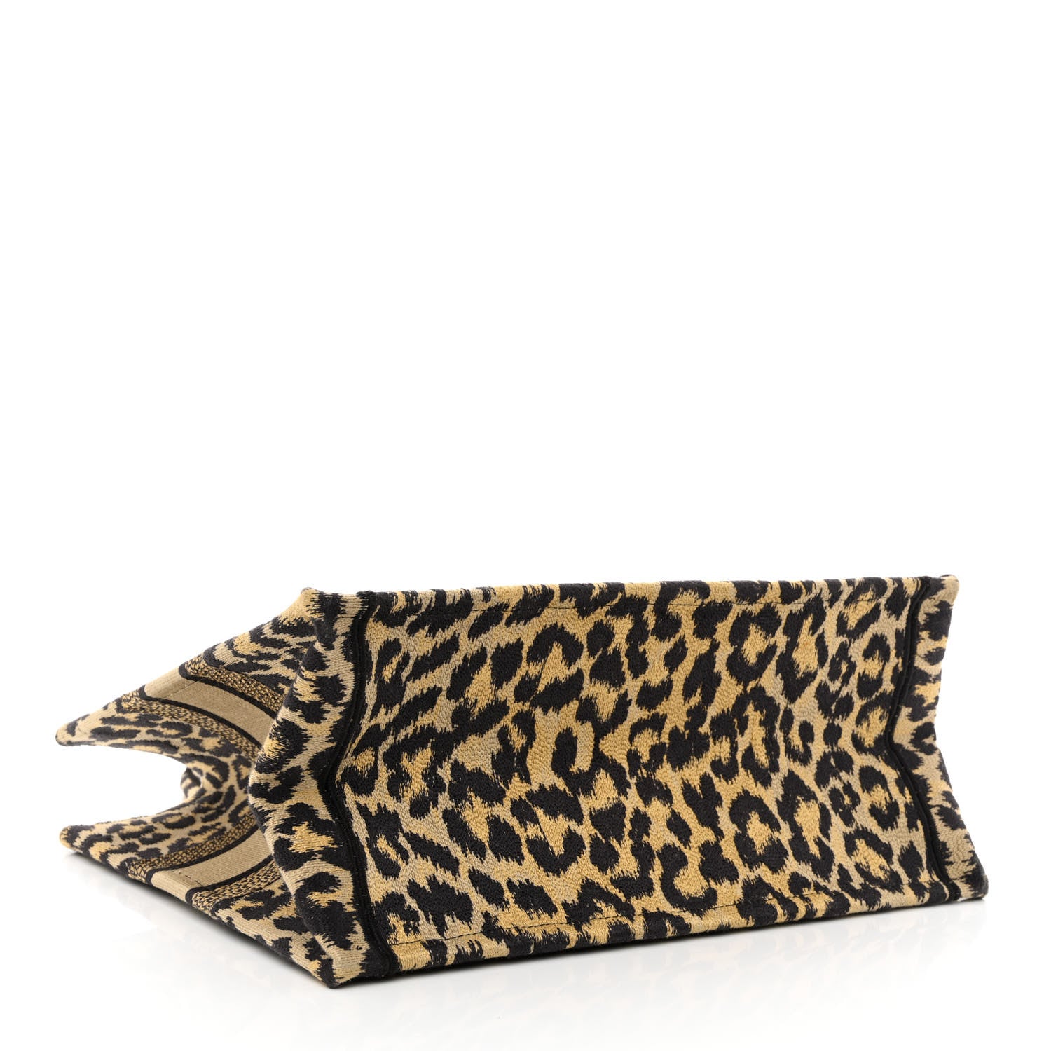 Christian Dior Canvas Mizza Embroidered Medium Leopard Book Tote Beige 4 of 14