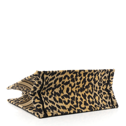 Christian Dior Canvas Mizza Embroidered Medium Leopard Book Tote Beige 4 of 14