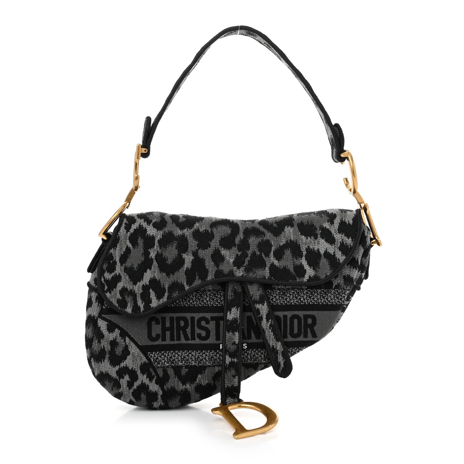 Christian Dior Canvas Mizza Embroidered Saddle Bag Gray 1 of 10