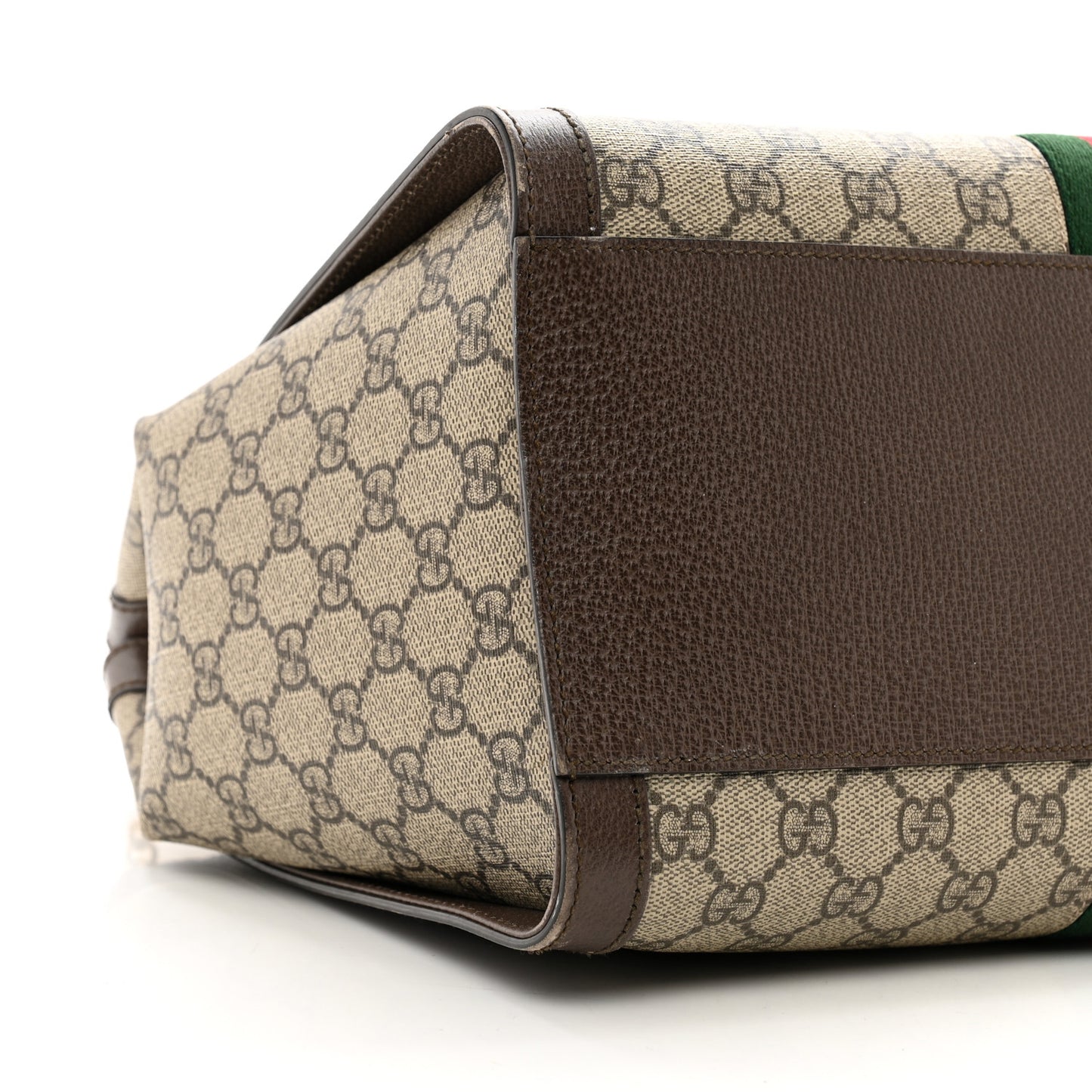 GG Supreme Monogram Web Medium Ophidia Tote Bag Brown