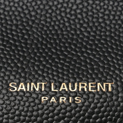 Saint Laurent Grain De Poudre Matelasse Chevron Monogram Flap Wallet Black 6 of 9