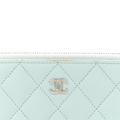 Chanel Caviar Quilted Large Gusset Zip Around Wallet Light Blue 8 of 9