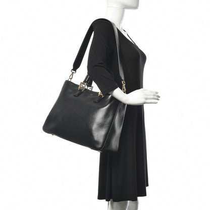 Fendi Vitello Glacier Medium FF Tote Black 2 of 10