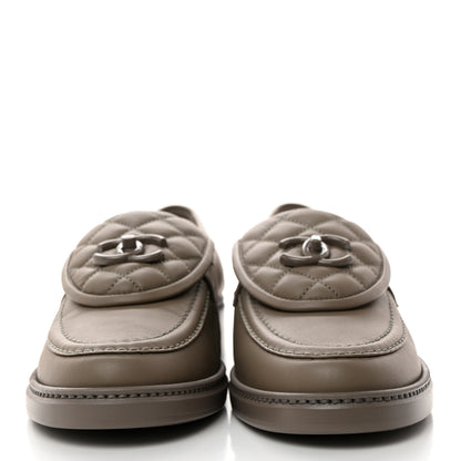 Chanel Lambskin Quilted CC Turnlock Moccasins 39.5 Grey 2 of 9