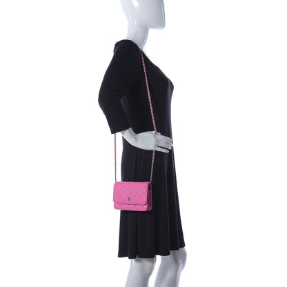 Chanel Lambskin Quilted Mini Wallet On Chain WOC Pink 2 of 10